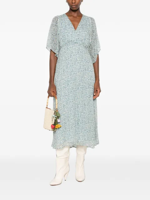MAISON123 Balma floral-print flutter-sleeve midi dress