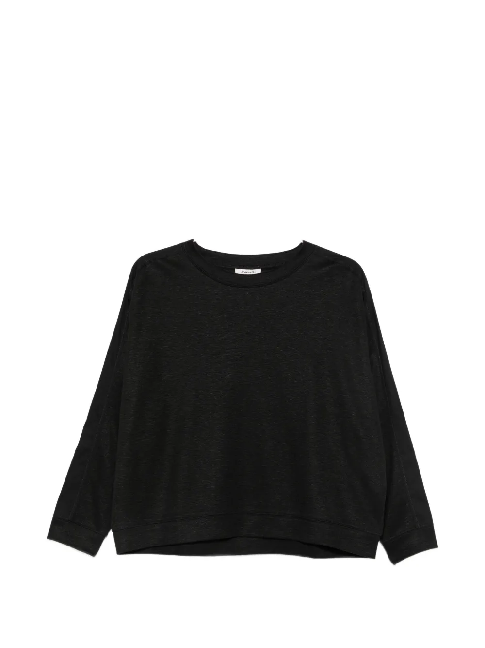 Maison123 Lisa Long-sleeve Crew Neck Top In 블랙