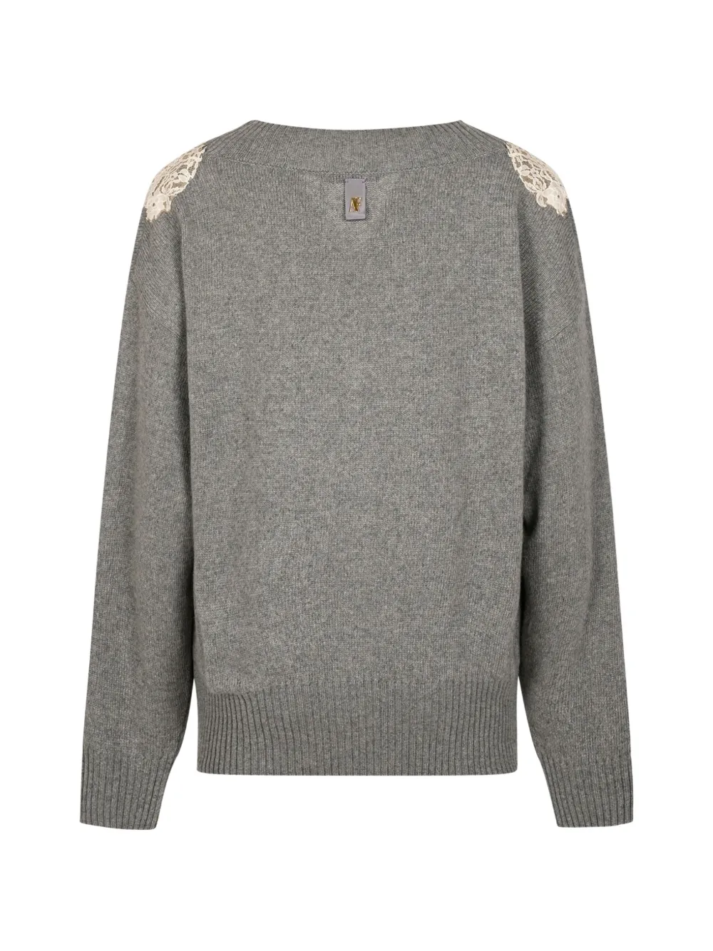 Alberta Ferretti Trui met V-hals en kanten afwerking Grijs