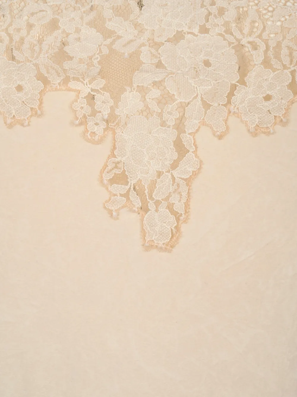 Alberta Ferretti Blouse met spaghettibandjes en kanten afwerking Beige