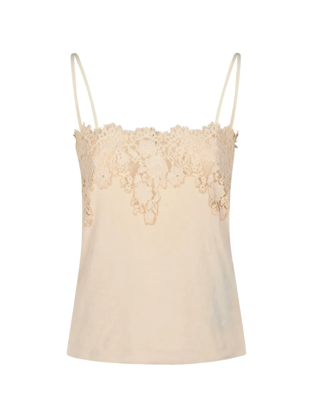 Alberta Ferretti lace-trim spaghetti-strap blouse