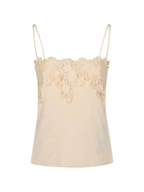 Alberta Ferretti lace-trim spaghetti-strap blouse