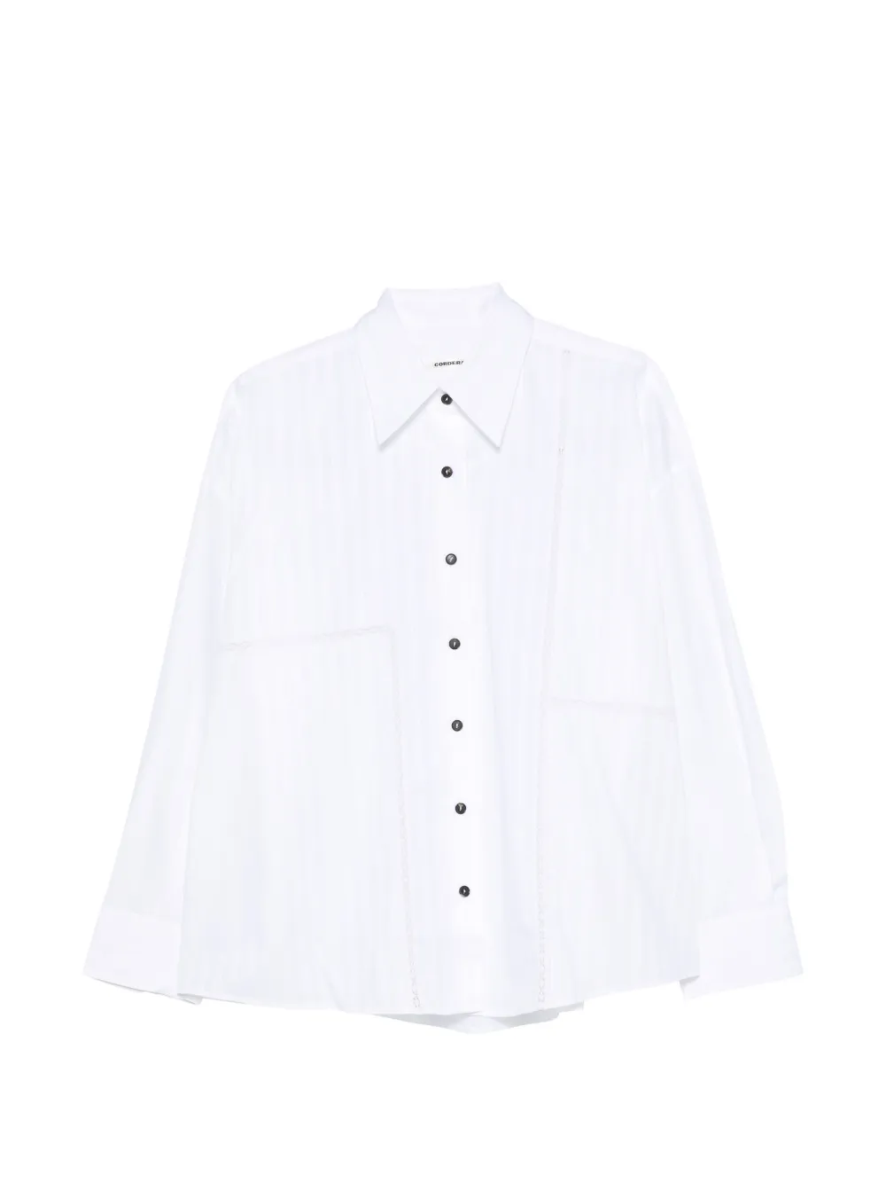 Cordera lace-trim button-down shirt