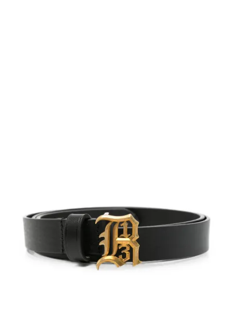 R13 logo-buckle leather belt