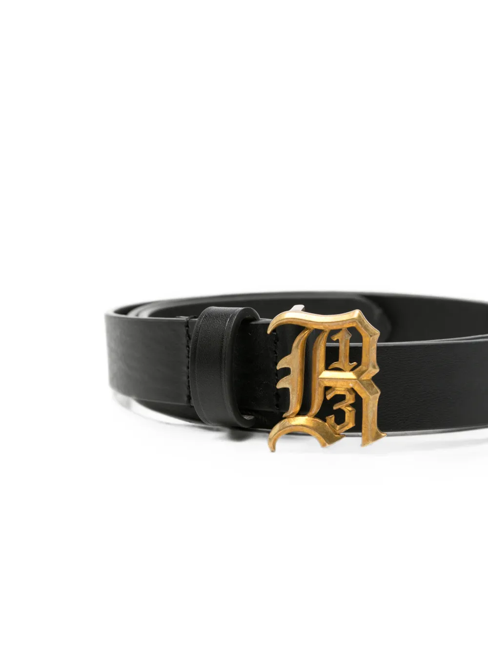 R13 Leren riem met logogesp Zwart