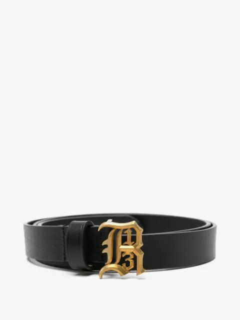 R13 logo-buckle leather belt