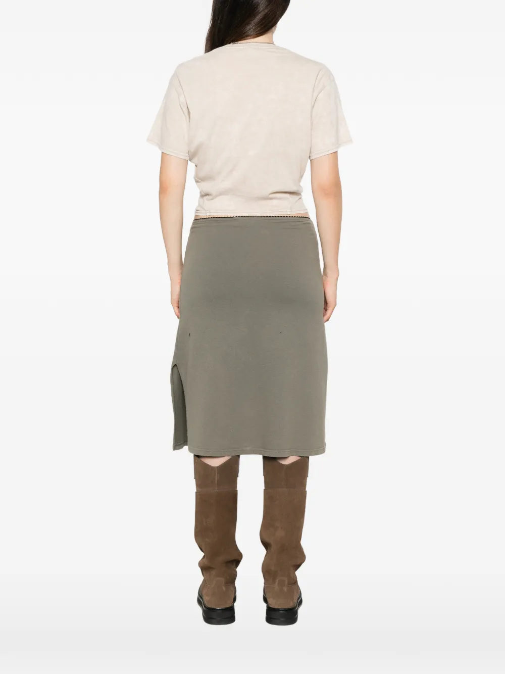 R13 T-shirt met acid-wassing Beige