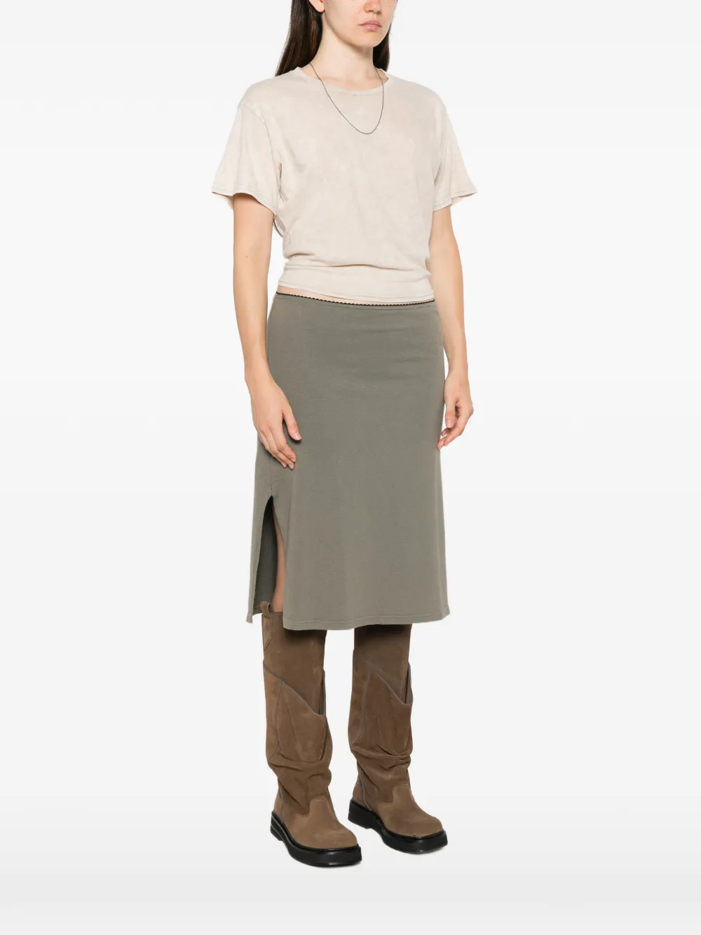 R13 T-shirt met acid-wassing Beige