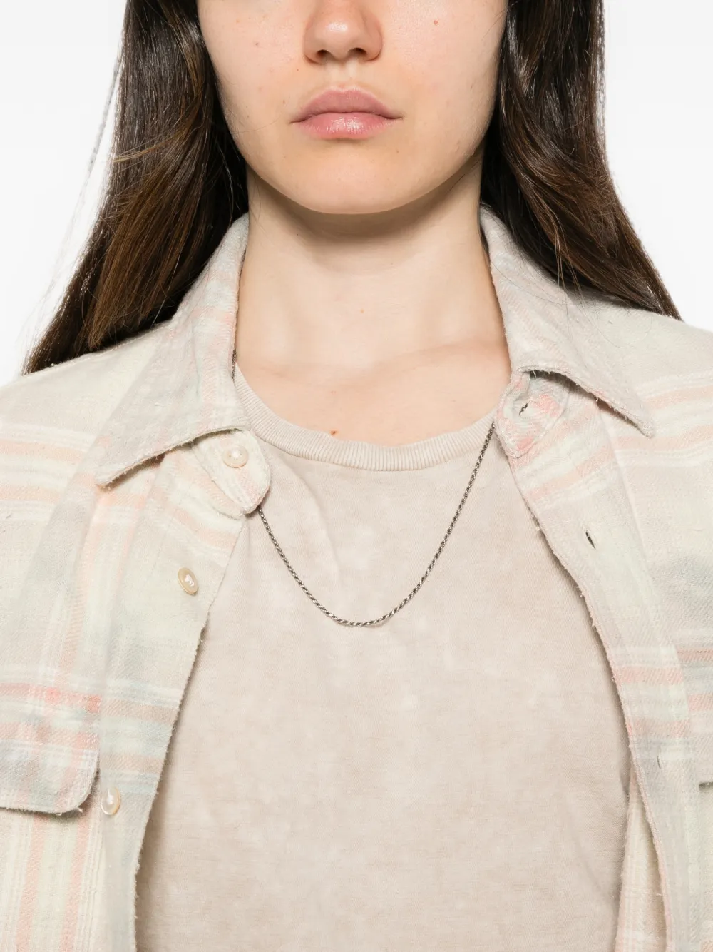 R13 T-shirt met acid-wassing Beige