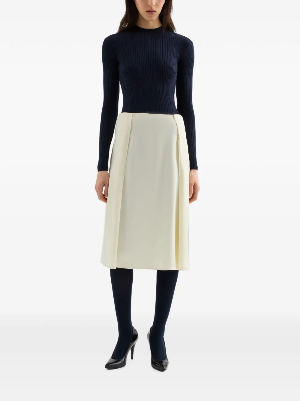 Jil Sander pleated A-line skirt Beige