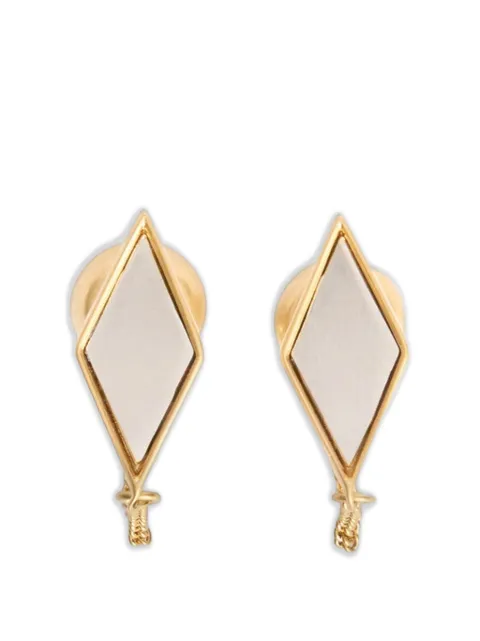 Jil Sander argyle-pattern chain-detail earrings