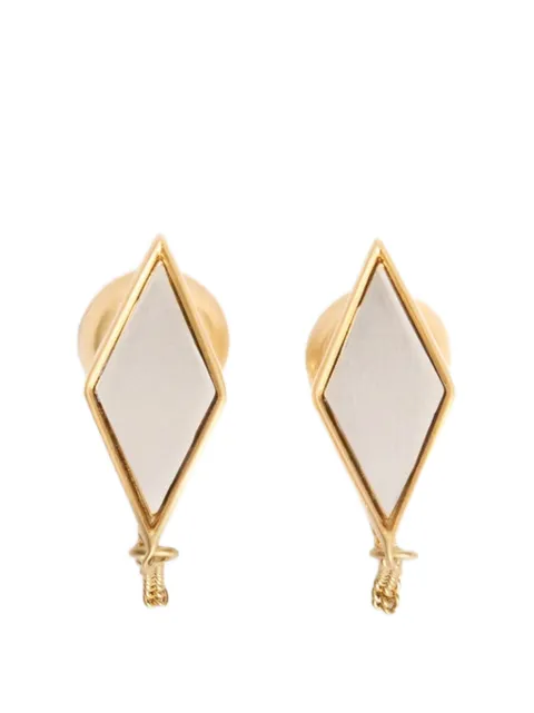 Jil Sander argyle-pattern chain-detail earrings