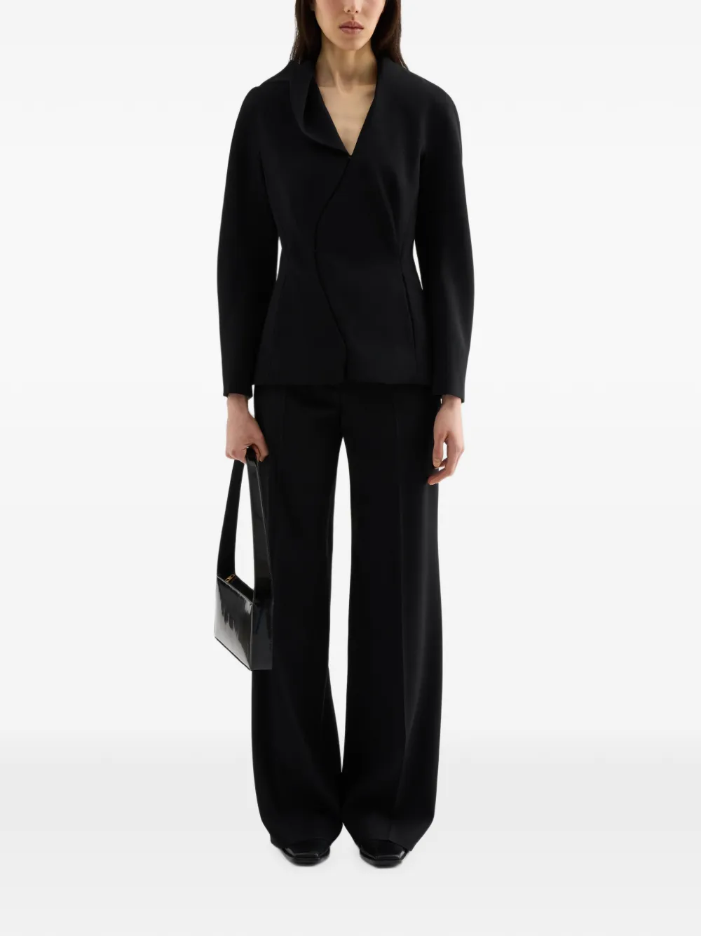 Jil Sander Wollen sablé jack met structuur Zwart