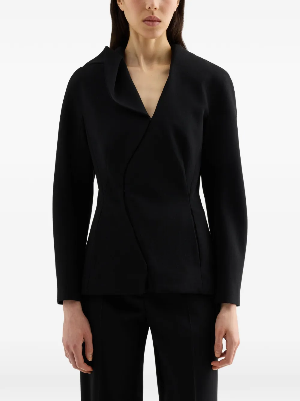 Jil Sander Wollen sablé jack met structuur Zwart