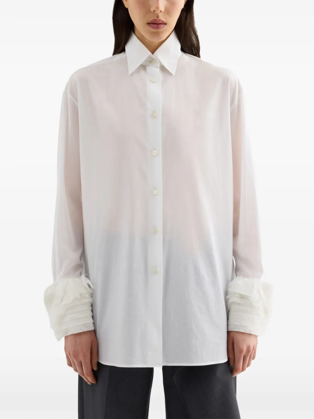 Jil Sander Katoenen mousseline blouse Wit