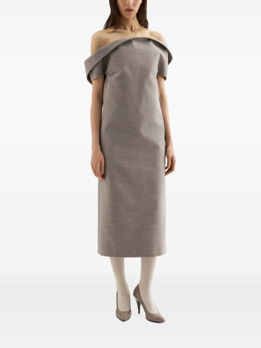 Jil Sander Wollen off-shoulder jurk Grijs