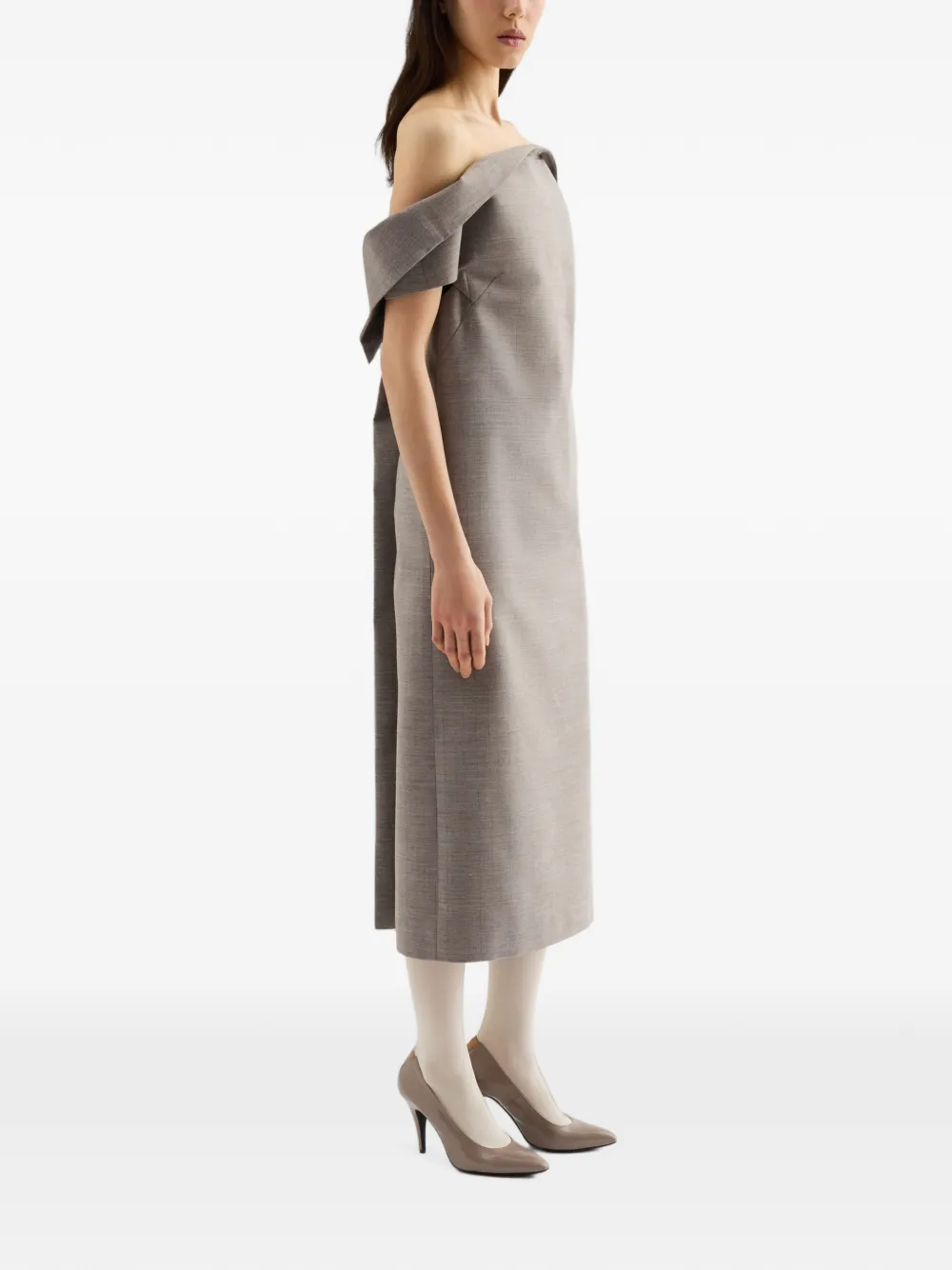Jil Sander Wollen off-shoulder jurk Grijs