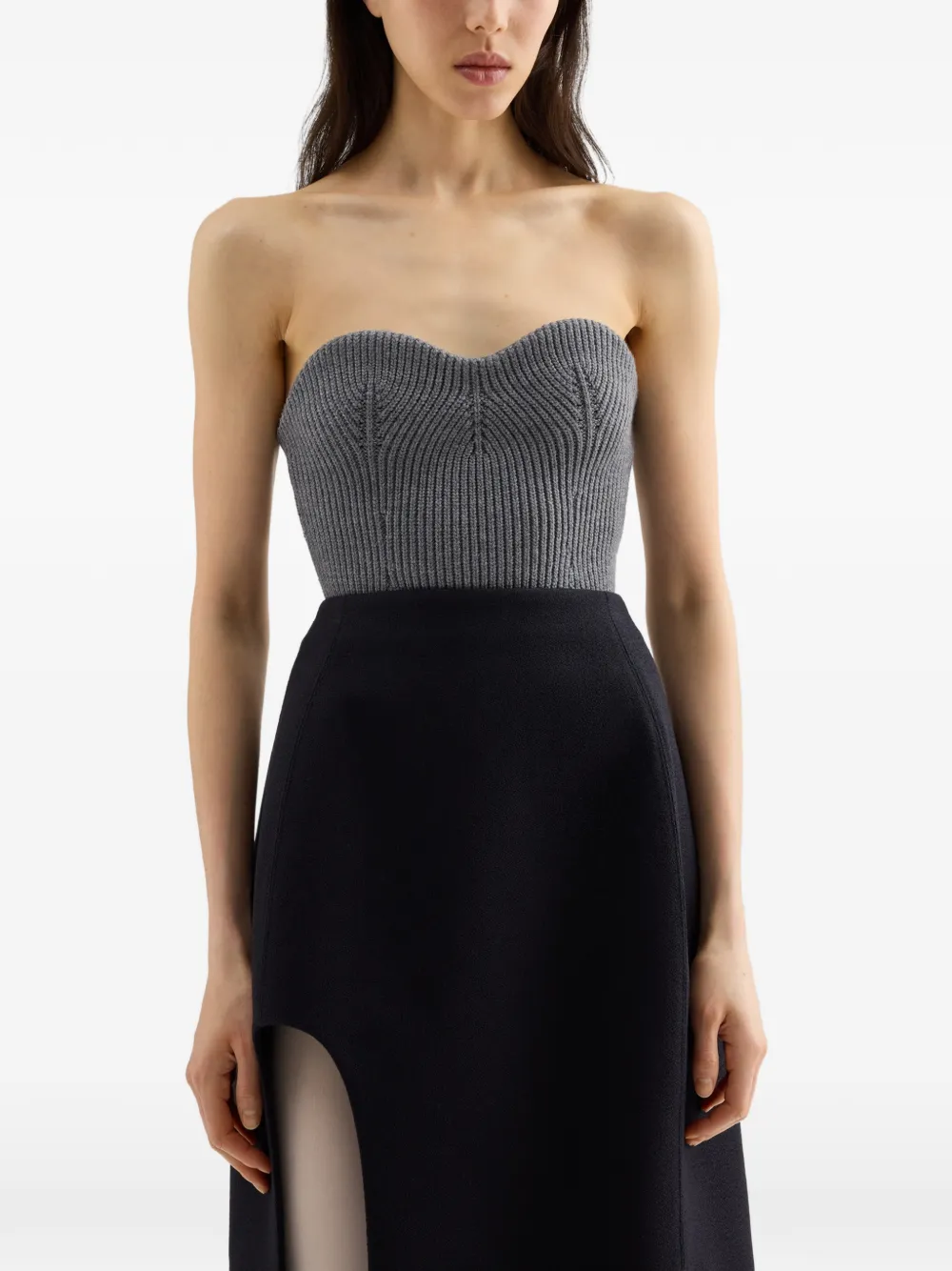 Jil Sander Ribgebreide bustiertop met sweetheart-hals Grijs