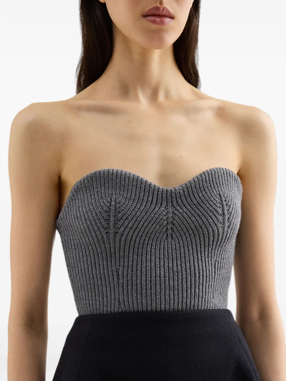 Jil Sander Ribgebreide bustiertop met sweetheart-hals Grijs