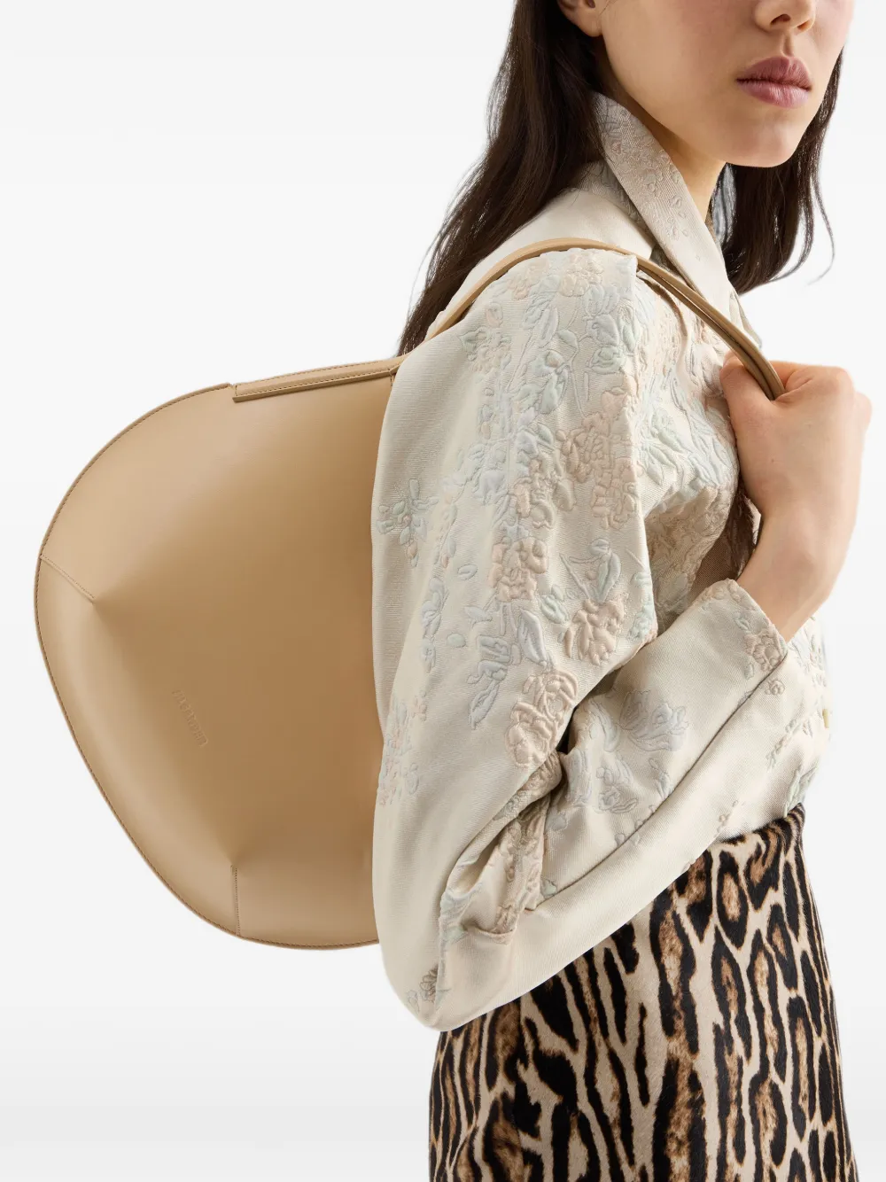Jil Sander Kante schoudertas Beige