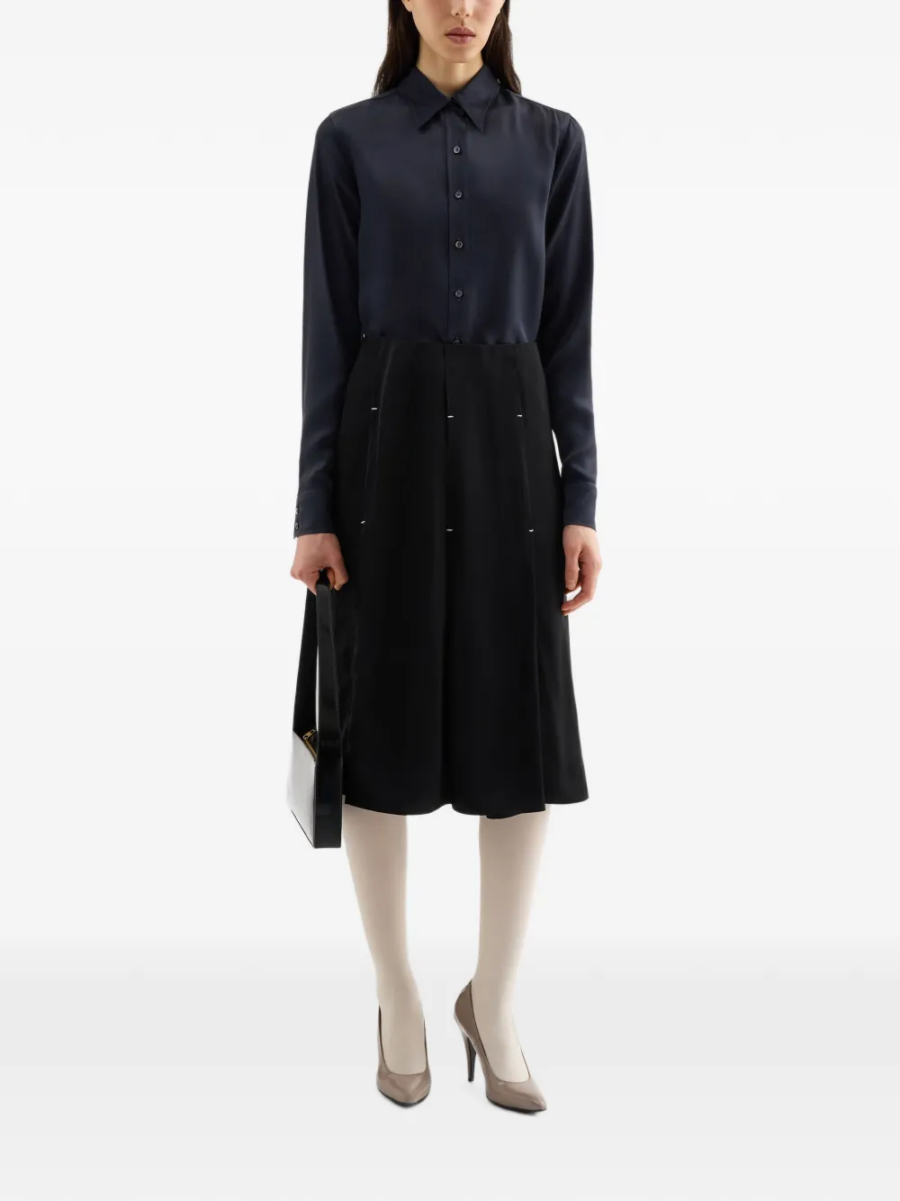 Jil Sander Soepelvallende plooirok van viscose Zwart