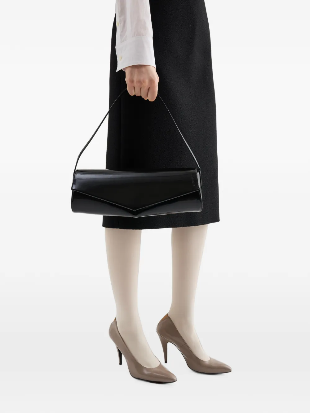 Jil Sander Kante schoudertas met omslag Zwart