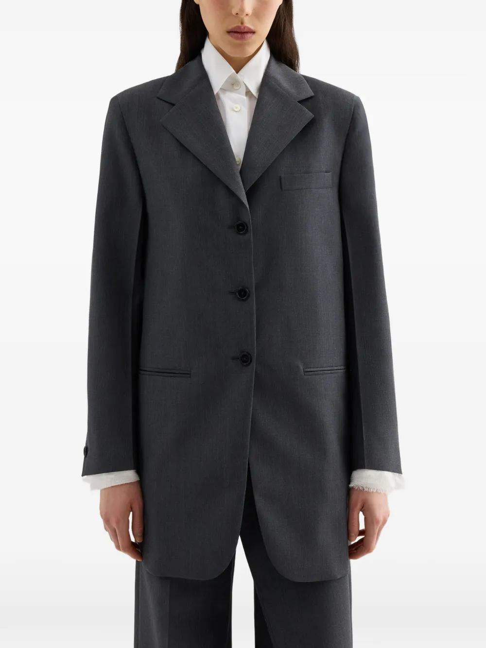 Jil Sander Fil-à-fil wollen jack Grijs