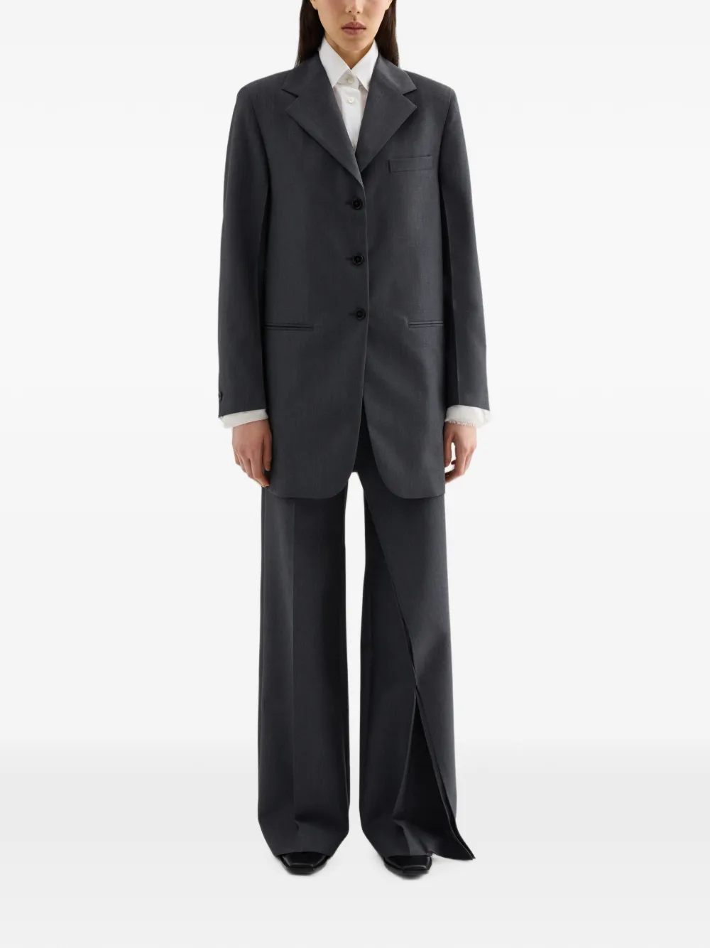 Jil Sander Fil-à-fil wollen jack Grijs