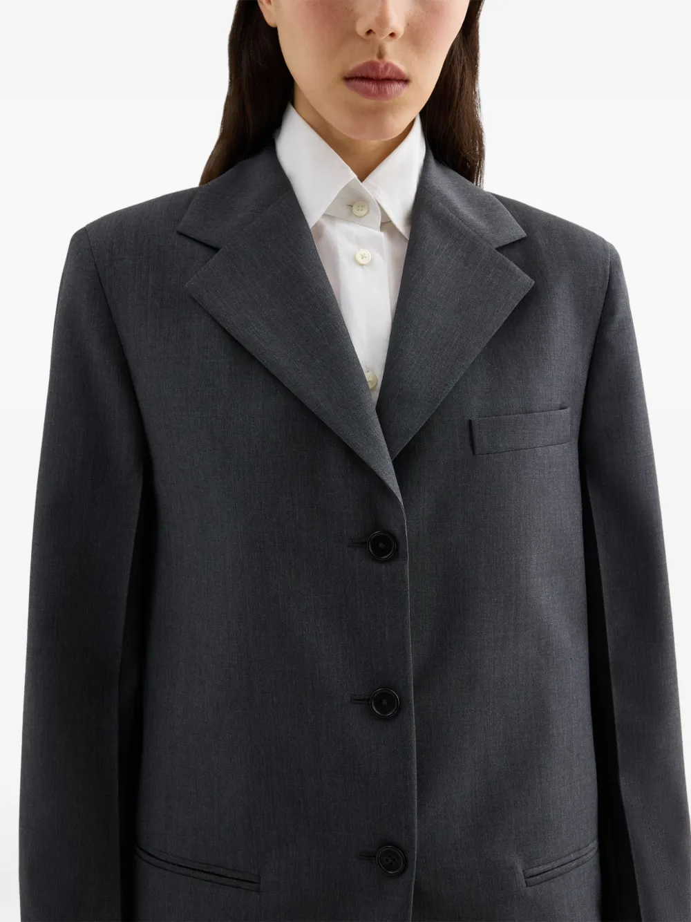 Jil Sander Fil-à-fil wollen jack Grijs