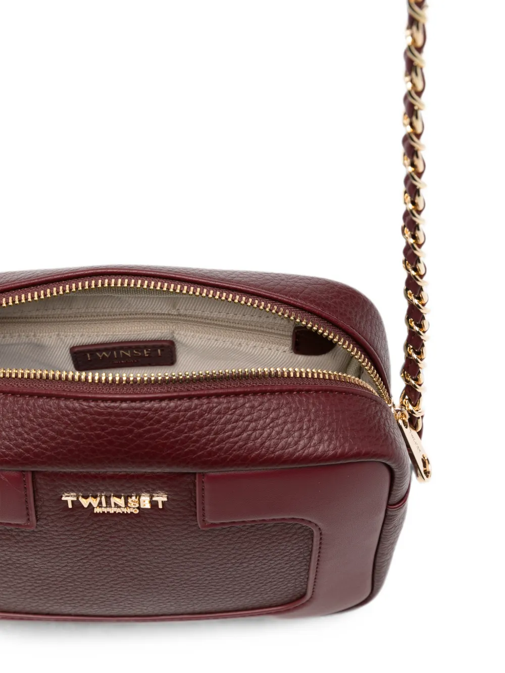 TWINSET Crossbodytas met logo-plakkaat en kettingband Rood