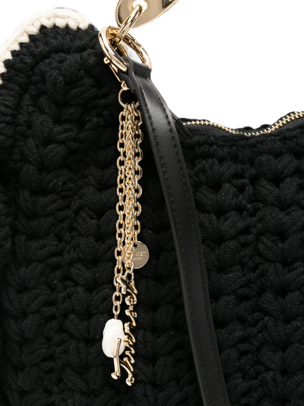 TWINSET Gehaakte shopper met ruches Zwart
