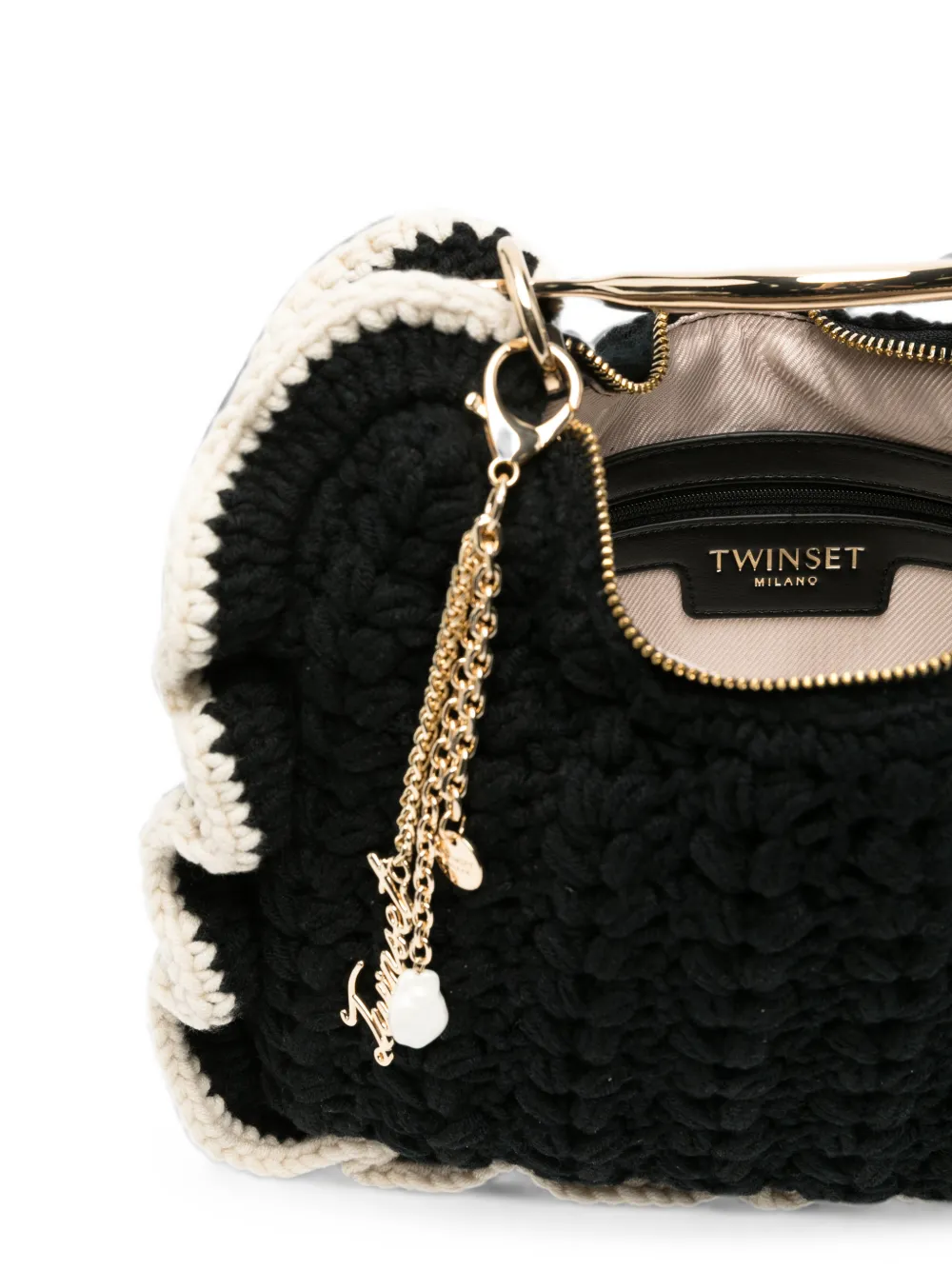TWINSET Gehaakte shopper met ruches Zwart