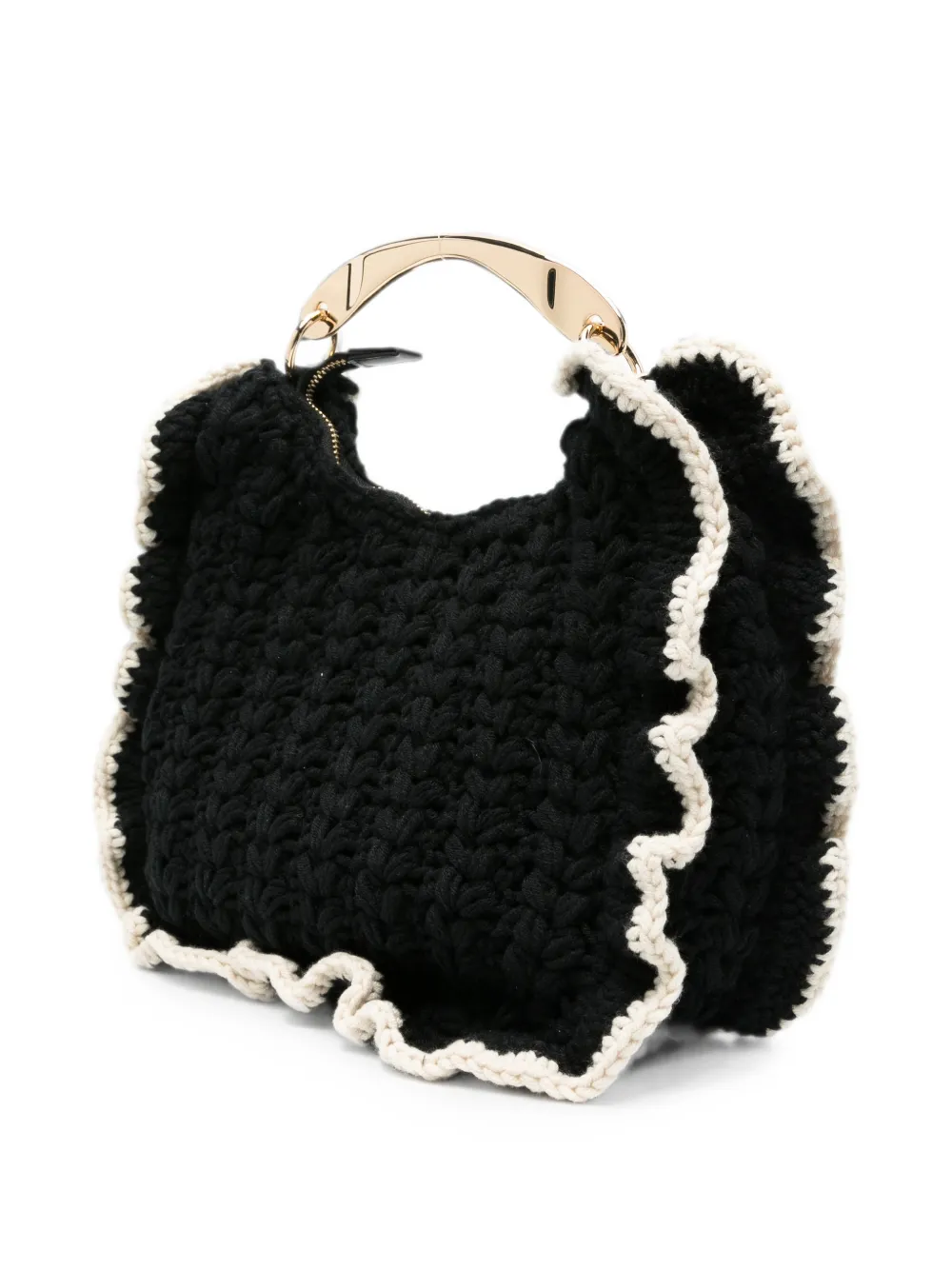 TWINSET Gehaakte shopper met ruches Zwart