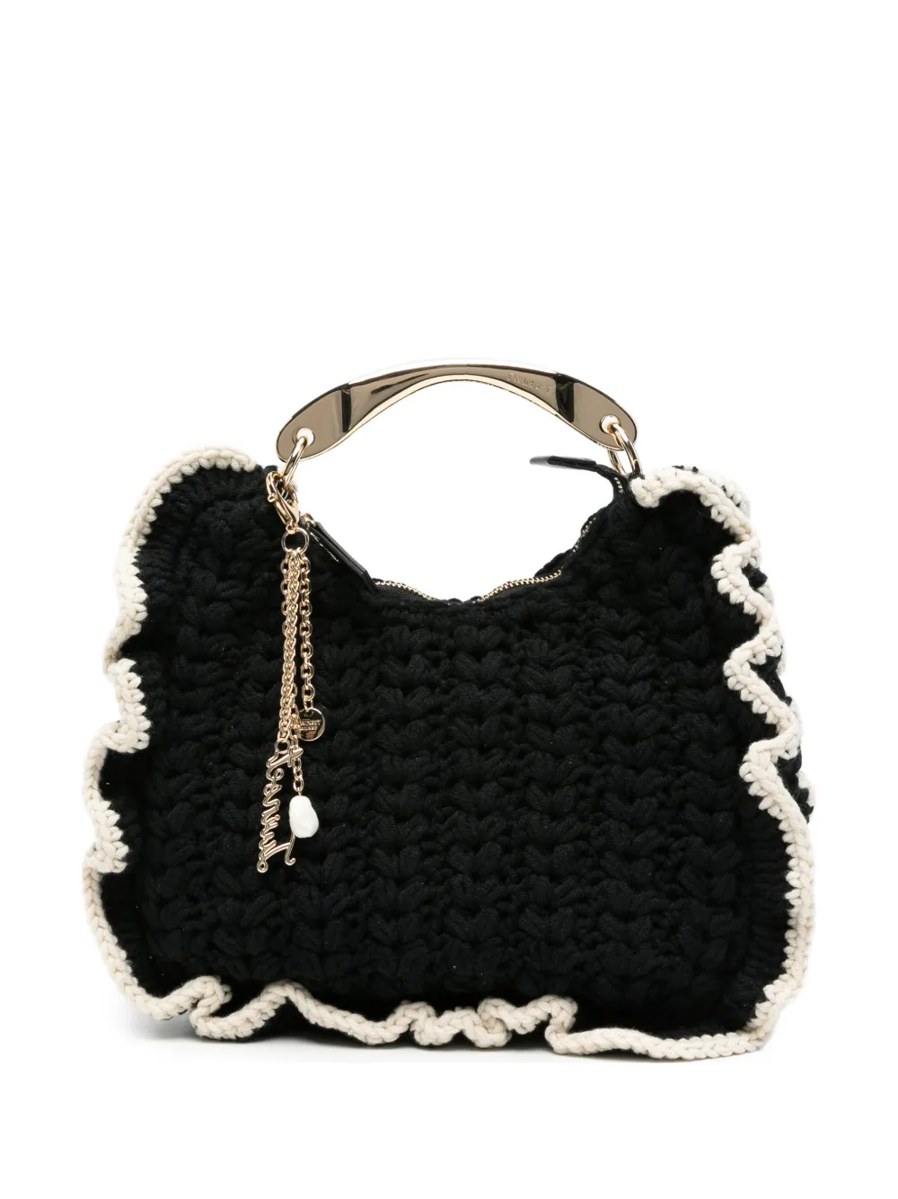 TWINSET crochet ruffled-trim tote bag - Schwarz