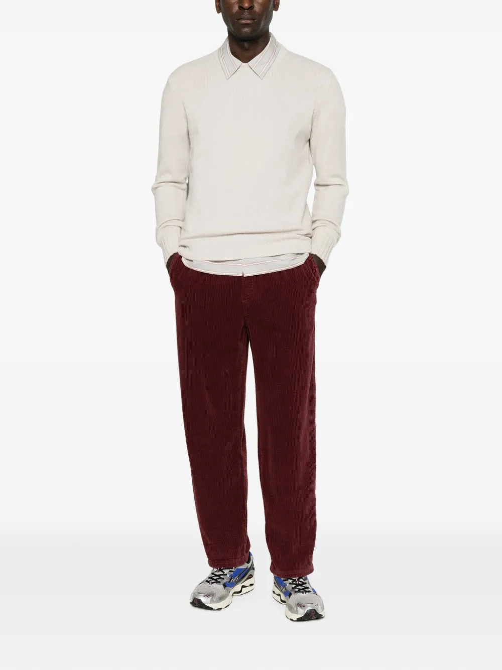 American Vintage Padow ribfluwelen straight broek Rood