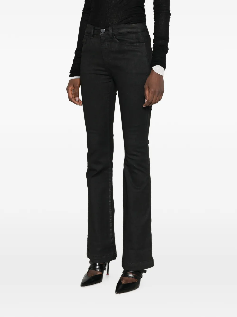 Thom Krom Gecoate flared broek Zwart