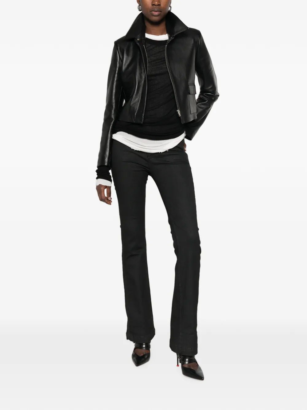 Thom Krom Gecoate flared broek Zwart