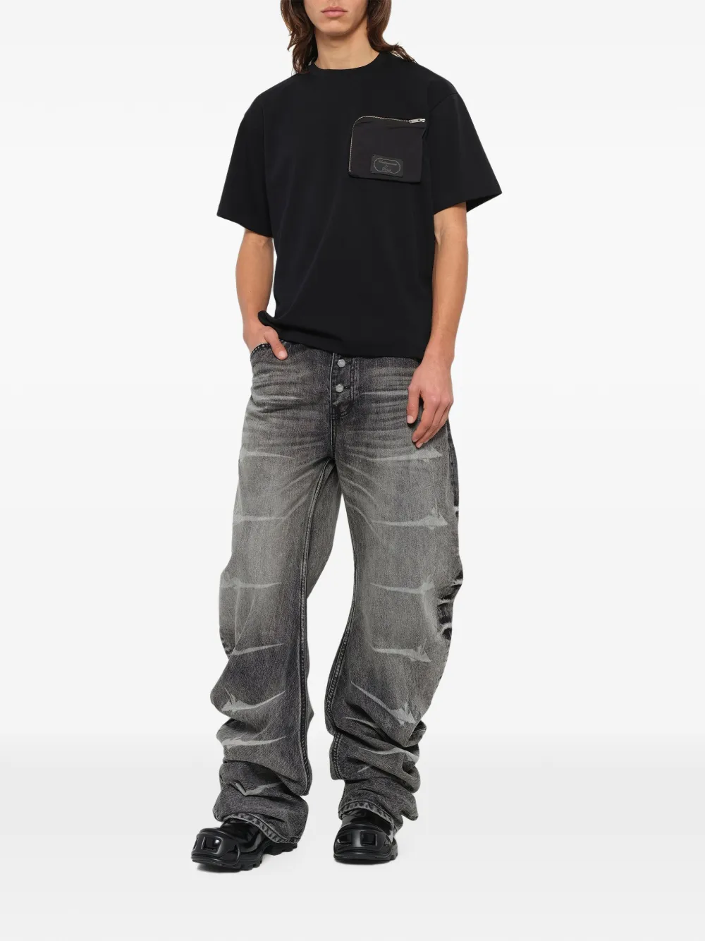 Undercover T-shirt met ritszak Zwart