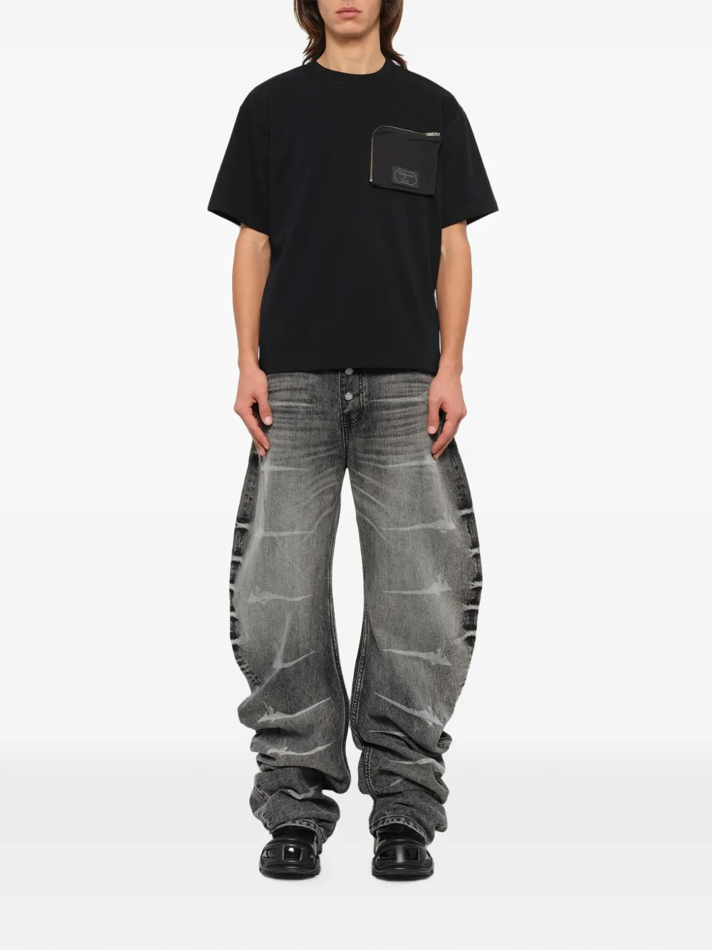 Undercover T-shirt met ritszak Zwart