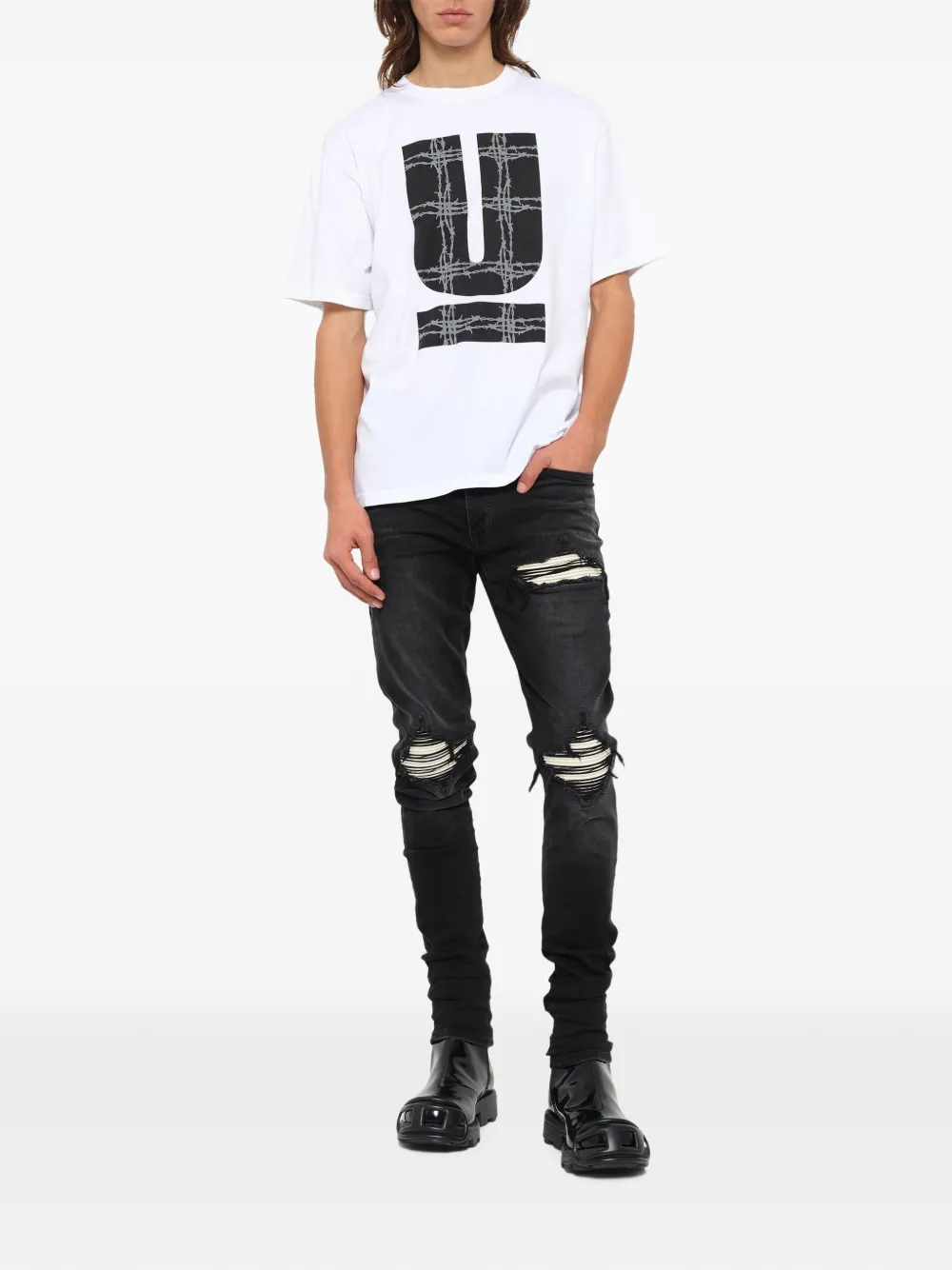 Undercover Barbed U T-shirt Wit
