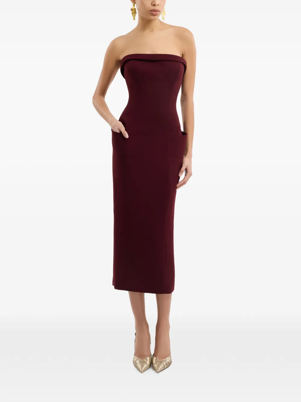 Gemy Maalouf Strapless jurk met zakdetail Rood