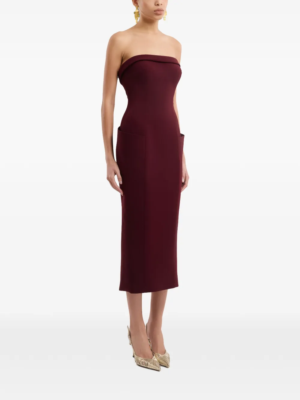 Gemy Maalouf Strapless jurk met zakdetail Rood