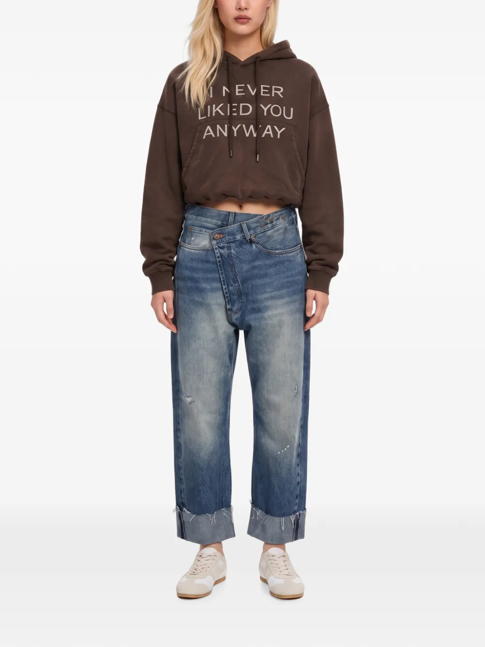 R13 Crossover jeans met franje Blauw