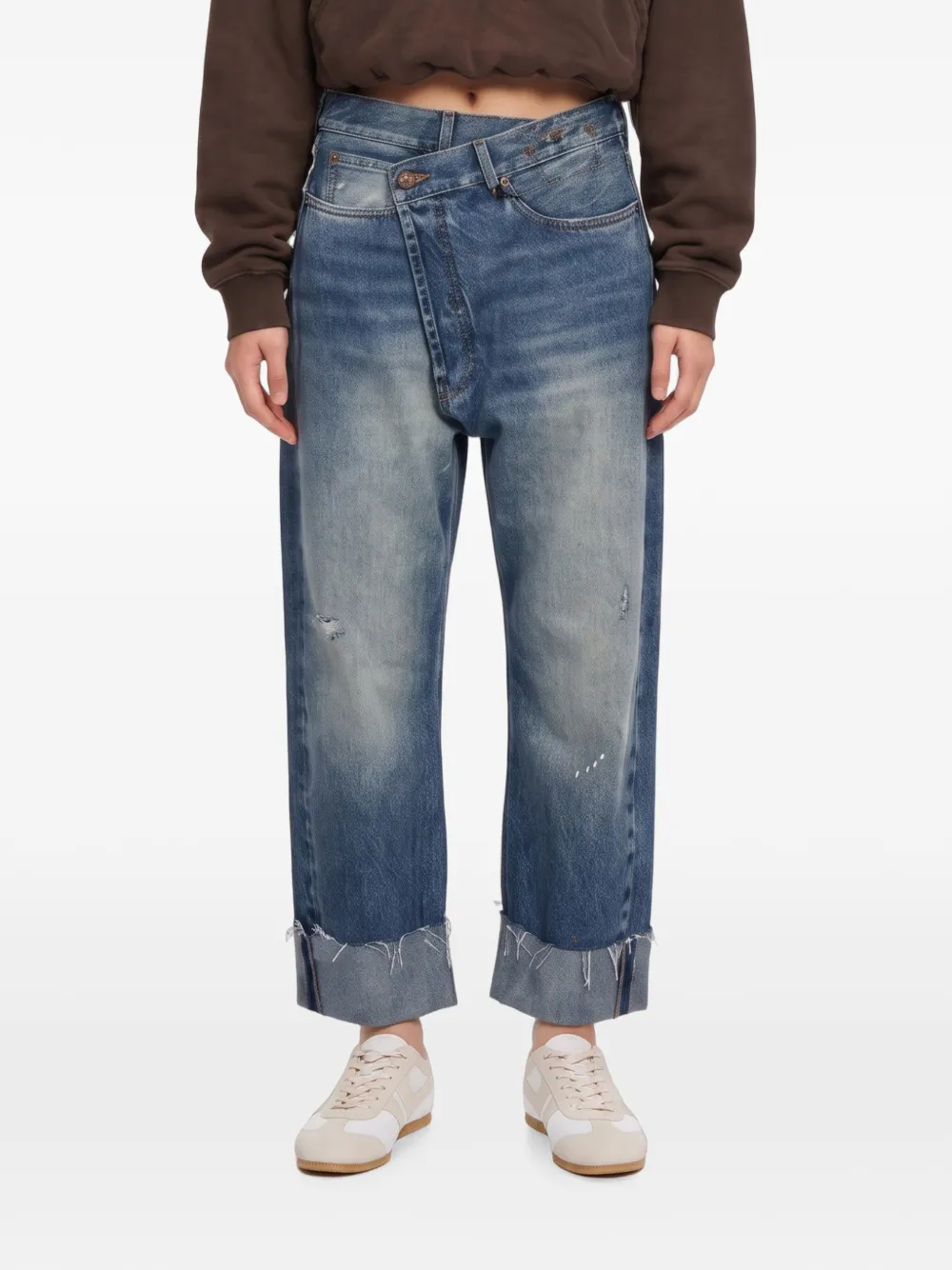 R13 Crossover jeans met franje Blauw