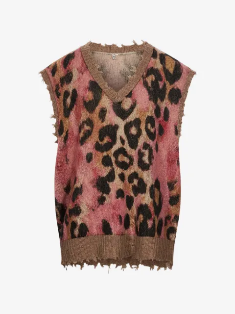 R13 leopard-print distressed sweater