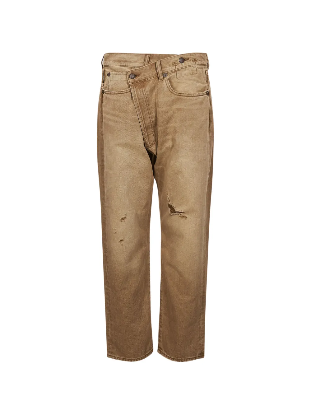 R13 Crossover distressed crossover-waist jeans - Nude