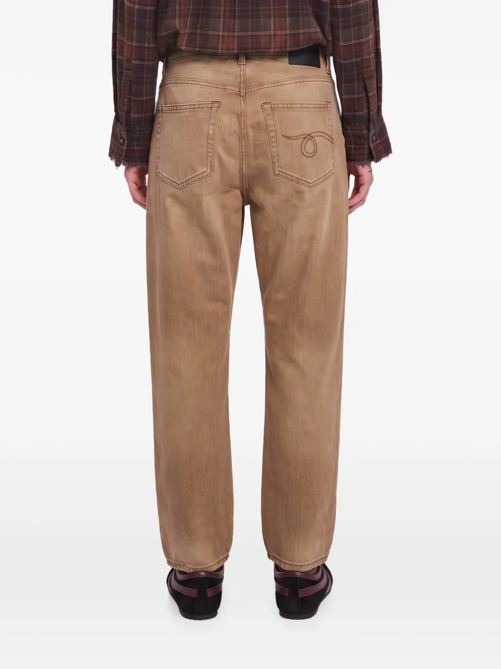 R13 Crossover gerafelde jeans met gekruiste taille Beige