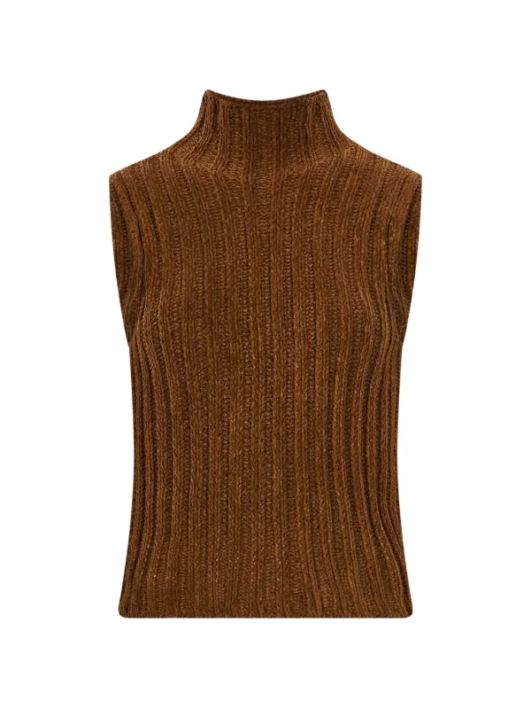 R13 Ribbed-knit Sleeveless Sweater in Brown