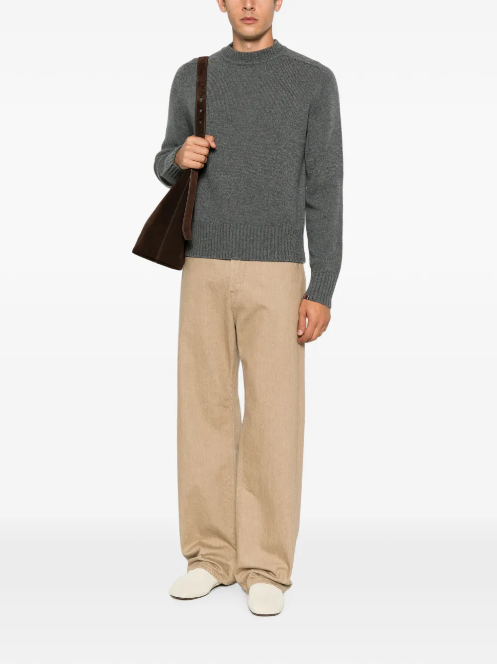 extreme cashmere Bourgeois ribgebreide trui Grijs