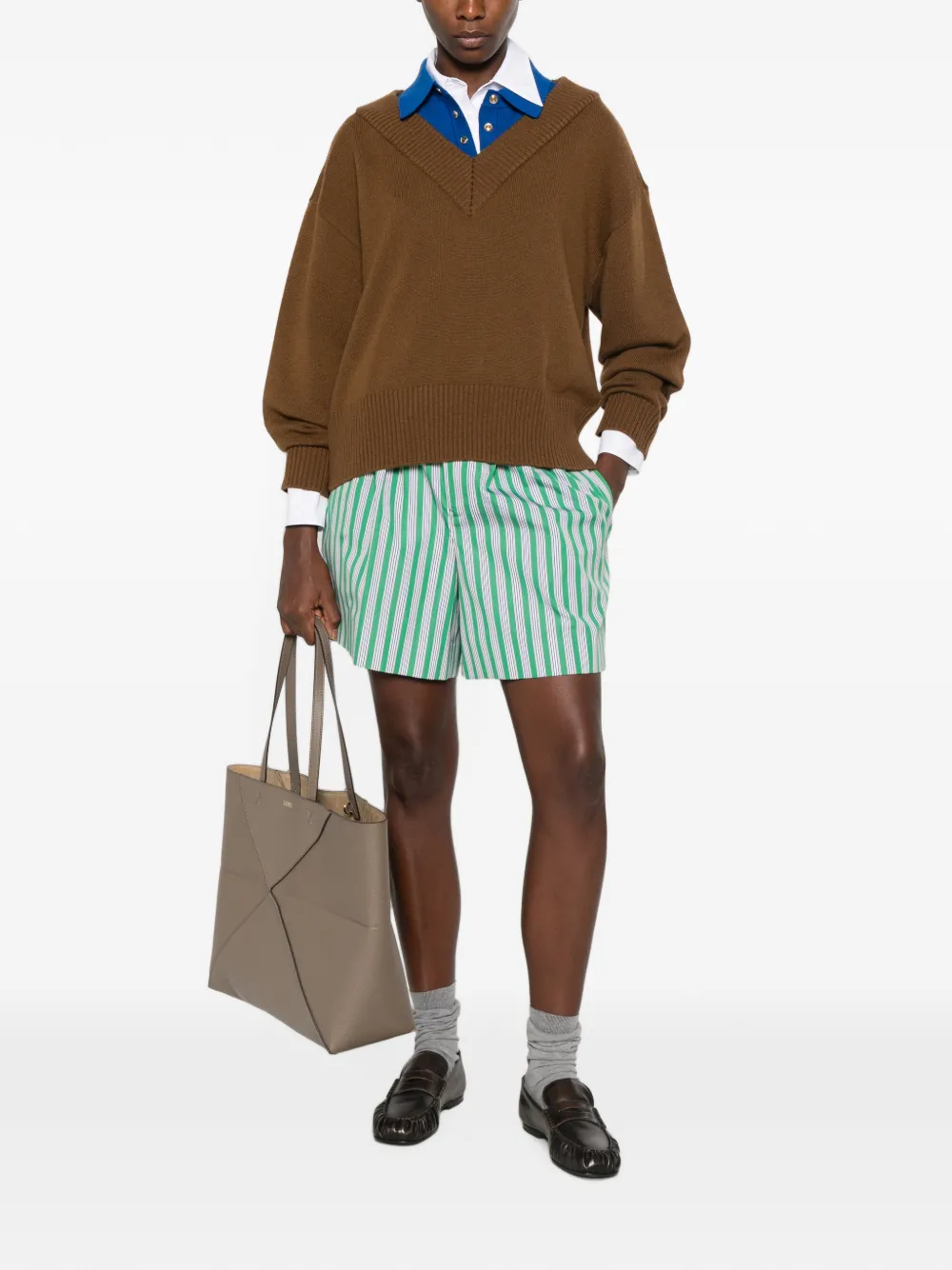 LOEWE Gestreepte shorts Groen